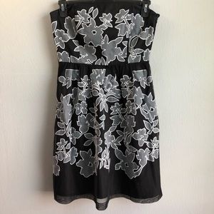 WHBM black and white strapless cocktail dress 8.